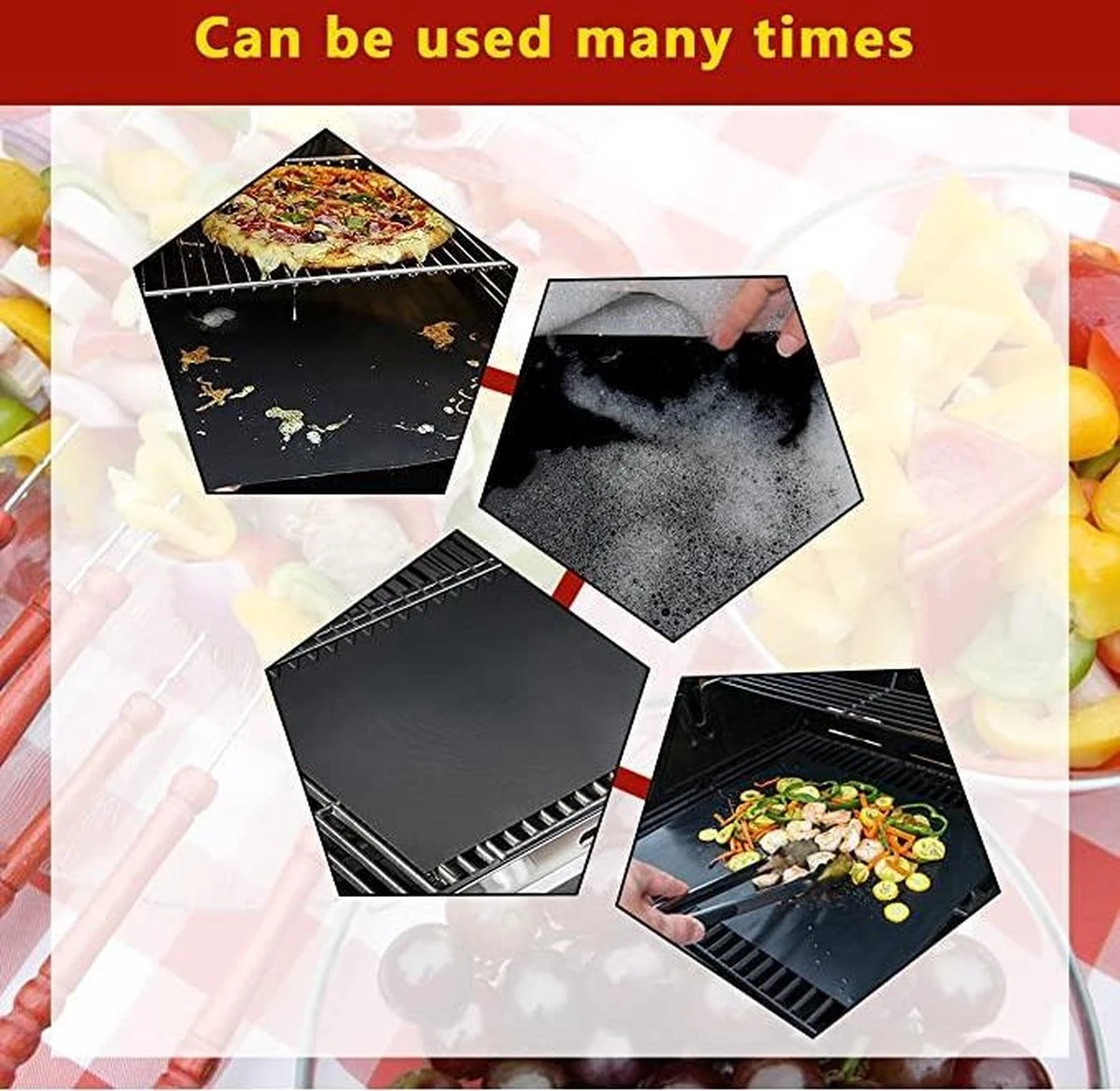 5 X Tapis De Barbecue | Tapis De Gril Antiadhésif | Barbecue | Ensemble De 5 40 X 33 CM | Lave-vaisselle | Papier Sulfurisé Réutilisable 2 5 X Tapis De Barbecue | Tapis De Gril Antiadhésif | Barbecue | Ensemble De 5 40 X 33 CM | Lave-vaisselle | Papier Sulfurisé Réutilisable – Image 2