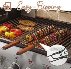 Pince Pour Grille De BBQ - Pinces Pour BBQ - Accessoires Pour BBQ - Grille De Serrage - Convient Pour La Viande, Les Légumes Et Le Poisson - Acier Inoxydable - Manche En Bois - 2 Pièces -Grill Feu Maison 1200x1170 9