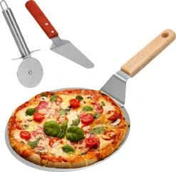 Springos Pizza Scoop - Coupe-pizza - Spatule - 25 Cm - Naturel/ Argent