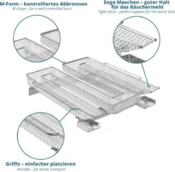 Générateur De Fumée Froide Pour Barbecue - Fumoir Inox En Forme De M - 190 X 225 X 45 Mm - Maille 2 Mm - Fumoir Barbecue Pour 5 à 20 Heures De Fumage - Plus: Crochet Jupe & Farine à Fumée -Grill Feu Maison 1200x1175 7