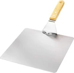 Pelle à Pizza En Acier Inoxydable - Pelle à Pizza Et à Gâteau Avec Manche En Bois - Pelle à Pizza Pour Pizza, Tarte Flambée, Sandwichs Et Pain (argent / Marron - Angulaire)
