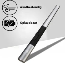 Briquet électrique Long Rechargeable - Briquet Plasma Durable - Briquet De Luxe - Comprend Un Emballage Cadeau - BBQ - Bougies - Argent