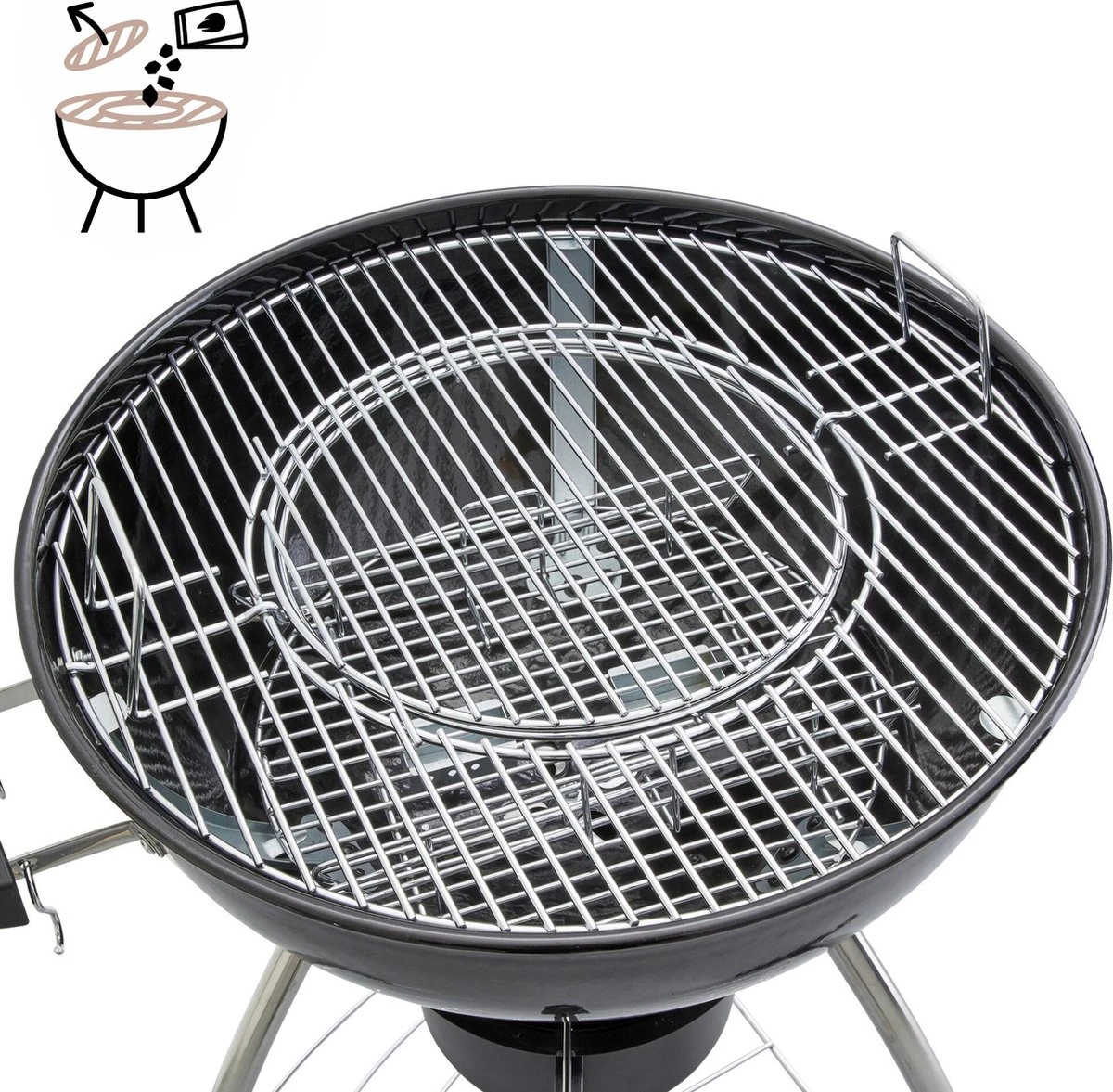 NATERIAL - Barbecue à Charbon PHOENIX BETA II - 8 Personnes - Ø 57 Cm - H. 108 Cm - Acier émaillé - Zwart - Kogelbarbecue 5 NATERIAL - Barbecue à Charbon PHOENIX BETA II - 8 Personnes - Ø 57 Cm - H. 108 Cm - Acier émaillé - Zwart - Kogelbarbecue – Image 5