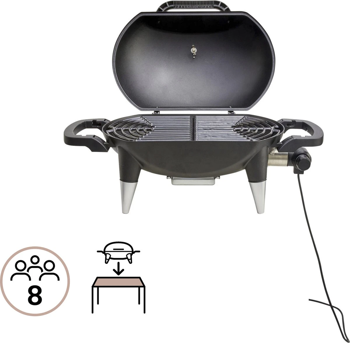NATERIAL - Grill électrique HYPERION - 2200W - 8 Personnes - H. 49 Cm X L. 76,5 Cm X L. 43 Cm - Acier - Zwart - BBQ Grill électrique - Balcon Grill électrique 3 NATERIAL - Grill électrique HYPERION - 2200W - 8 Personnes - H. 49 Cm X L. 76,5 Cm X L. 43 Cm - Acier - Zwart - BBQ Grill électrique - Balcon Grill électrique – Image 3