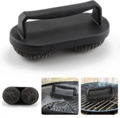 Cheqo® BBQ Brush - Brosse à Barbecue - Brosse De Nettoyage - Grattoir - Indispensable - Manche Groot - 2 Brosses Rondes - 19x10x8cm