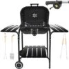 EASTWALL Charcoal Grill Barbecue XL - Barbecue Avec Table D'appoint - Barbecue à Charbon Mobile - Incl. Outils Et Ventilateur Pour Barbecue - 97,5x46,5x82 Cm - Acier Inoxydable - Noir