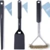 Gusta Outil BBQ Set - BBQ Brosse 38 Cm Noir - BBQ Spatule 46 Cm Noir - Brucelles BBQ Noir 30 Cm