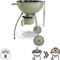 NATERIAL - Barbecue à Charbon PHOENIX BETA II - 8 Personnes - Ø 57 Cm - H. 108 Cm - Acier émaillé - Vert - Kogelbarbecue -Grill Feu Maison 1200x1185
