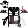 Borvat® | Barbecue Au Charbon De Bois | Gril De Jardin Gril à Charbon De Bois Gril Rond Avec Couvercle | BBQ Avec Table D'appoint | Fête De Camping En Plein Air | Barbecue à Charbon Mobile | Diamètre 46,5cm | ACIER INOXYDABLE | Noir