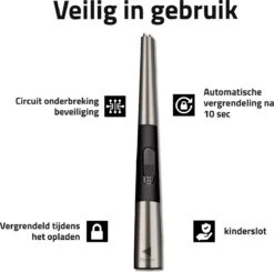 Briquet électrique Long Rechargeable - Briquet Plasma Durable - Briquet De Luxe - Comprend Un Emballage Cadeau - BBQ - Bougies - Grijs -Grill Feu Maison 1200x1188 12