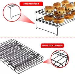 Grille De Refroidissement à 3 Niveaux, Grille à Gâteaux Empilable, Droitier, Avec Revêtement Antiadhésif, Surface De Refroidissement Extra Large Et Refroidissement Rapide, 40 X 25 Cm, 3 Niveaux -Grill Feu Maison 1200x1190 11