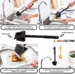 GrillCulture® Brosse Barbecue 3 En 1 Avec Grattoir - Brosse Pour Gril - Brosse De Nettoyage - Grattoir Et Nettoyant Pour Barbecue - Accessoires Pour Barbecue - Barbecue -Grill Feu Maison 1200x1193 4