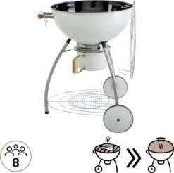NATERIAL - Barbecue à Charbon PHOENIX BETA II - 8 Personnes - Ø 57 Cm - H. 108 Cm - Acier émaillé - Crème - Kogelbarbecue -Grill Feu Maison 1200x1197