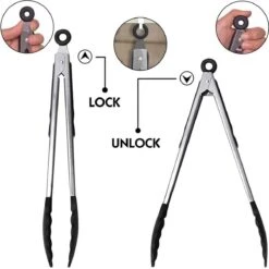 Set De 3 Pinces De Cuisine De Premium Supérieure - Pinces Pour Barbecue De Cuisine - Avec Deux Brosses En Silicone - Cuisson - BBQ - Salade, Gâteau, Crème Glacée, Four - (3x Pinces + 2 Brosses) -Grill Feu Maison 1200x1198 31