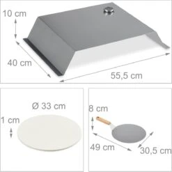 Relaxdays BBQ Pierre à Pizza - Pelle à Pizza - Cloche - Four à Pizza Barbecue - Thermomètre - 33 Cm -Grill Feu Maison 1200x1198 43