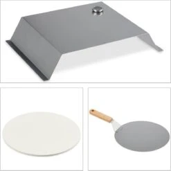 Relaxdays BBQ Pierre à Pizza - Pelle à Pizza - Cloche - Four à Pizza Barbecue - Thermomètre - 33 Cm -Grill Feu Maison 1200x1198 44