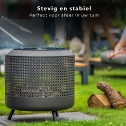 Cheqo® Brasero 2 En 1 Avec Grille De BBQ - Barbecue - Cheminée De Terrasse - Poêle à Bois - Cheminée De Jardin - Chauffage De Terrasse - Brasero - Zwart - Grille Compris - 51 Cm De Haut - 50 Cm De Diamètre -Grill Feu Maison 1200x1200 102