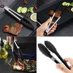 Set De 3 Pinces De Cuisine De Premium Supérieure - Pinces Pour Barbecue De Cuisine - Avec Deux Brosses En Silicone - Cuisson - BBQ - Salade, Gâteau, Crème Glacée, Four - (3x Pinces + 2 Brosses) -Grill Feu Maison 1200x1200 1063