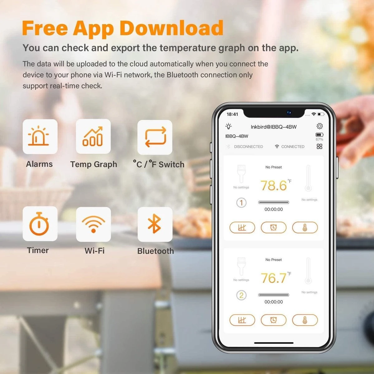 Inkbird à Viande Inkbird IBBQ-4BW Wifi + Bluethooth + App 8 Inkbird à Viande Inkbird IBBQ-4BW Wifi + Bluethooth + App – Image 8