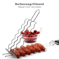 Grille De Serrage Cheqo® BBQ Pour Saucisses - Grille BBQ - Rectangle - Porte-saucisses - Porte-saucisses -Grill Feu Maison 1200x1200 1122