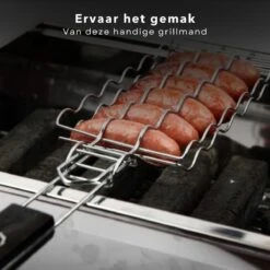 Grille De Serrage Cheqo® BBQ Pour Saucisses - Grille BBQ - Rectangle - Porte-saucisses - Porte-saucisses -Grill Feu Maison 1200x1200 1123