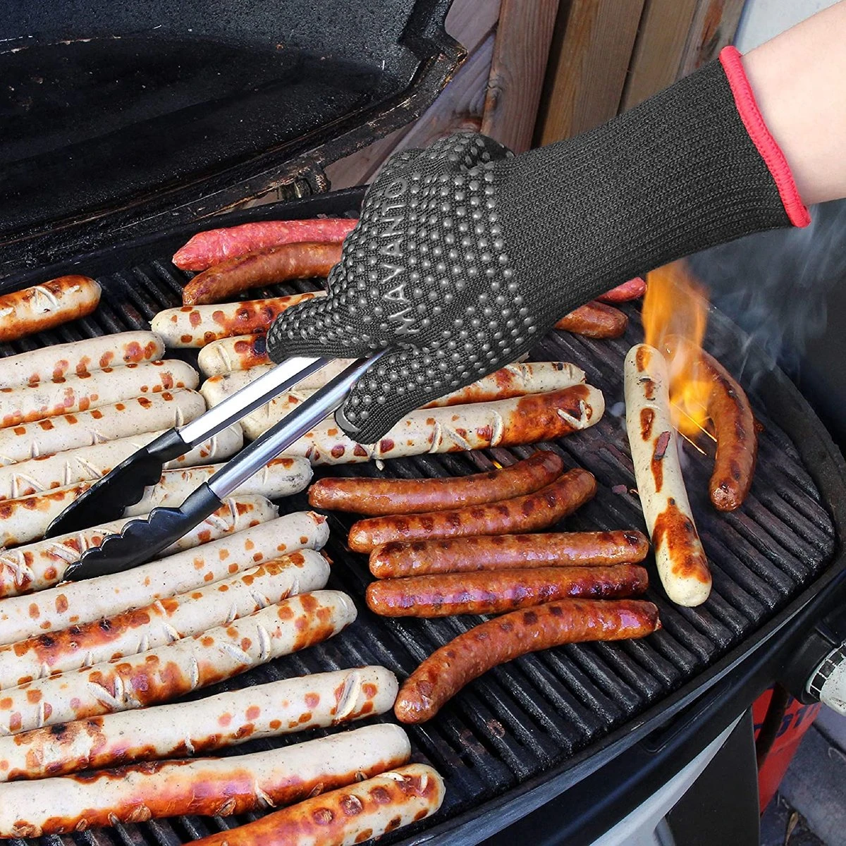 Gants De Barbecue Extra Longs Résistants à La Chaleur Jusqu'à 500 Degrés - également Parfaits Pour Le Four - Gants De Barbecue Professionnels Avec Protection De L'avant-bras (noir, S/M) 5 Gants De Barbecue Extra Longs Résistants à La Chaleur Jusqu'à 500 Degrés - également Parfaits Pour Le Four - Gants De Barbecue Professionnels Avec Protection De L'avant-bras (noir, S/M) – Image 5
