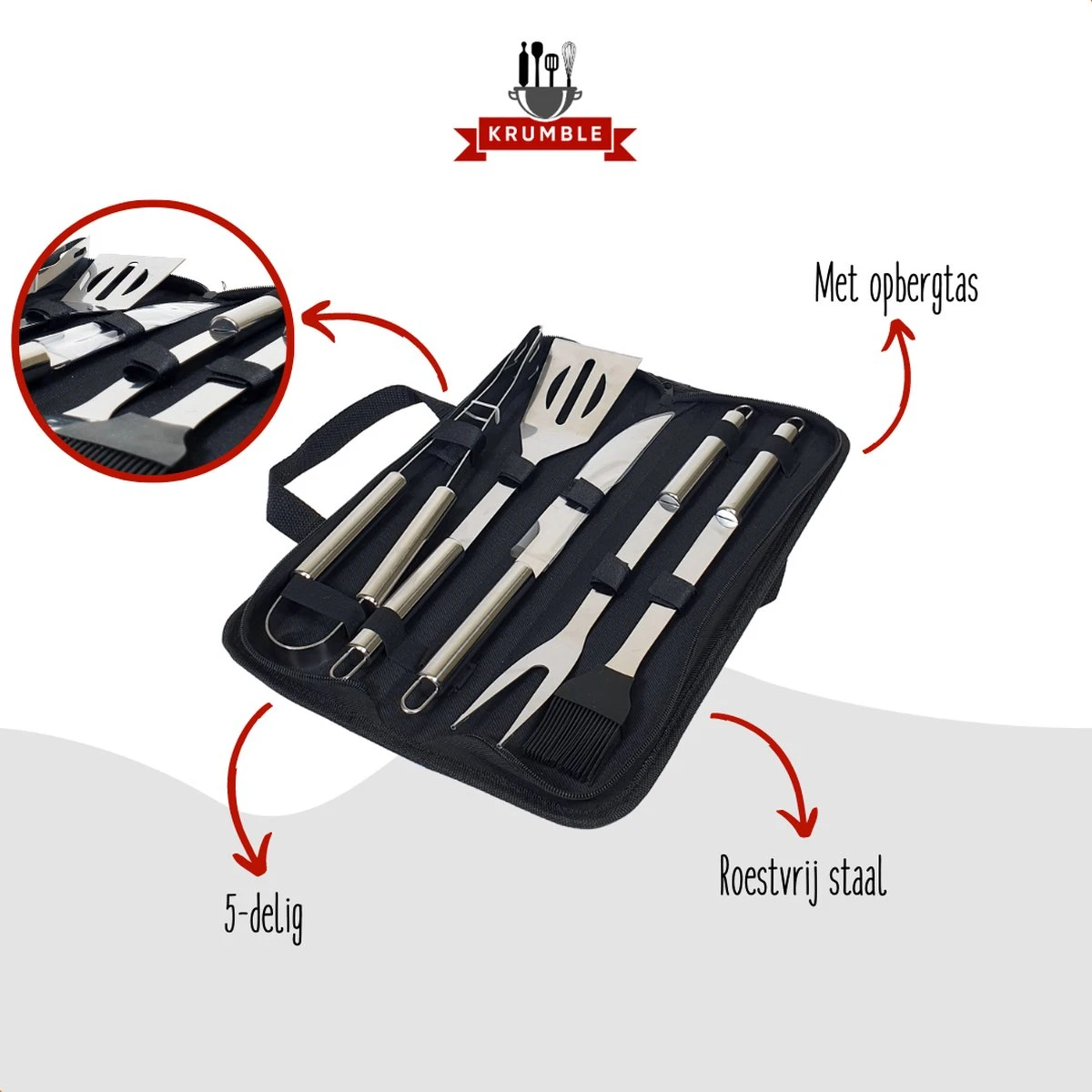 Ensemble Barbecue 5 Pièces Krumble / Ensemble Barbecue En Acier Inoxydable De 5 Pièces / Comprend Un Sac De Rangement Pratique - Acier Inoxydable 3 Ensemble Barbecue 5 Pièces Krumble / Ensemble Barbecue En Acier Inoxydable De 5 Pièces / Comprend Un Sac De Rangement Pratique - Acier Inoxydable – Image 3