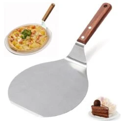 Pelle à Pizza En Acier Inoxydable Manche En Bois Rond - Serveur à Gâteau - Spatule à Pizza Spatule à Crêpes BBQ - 33 X 16,5 Cm -Grill Feu Maison 1200x1200 1236