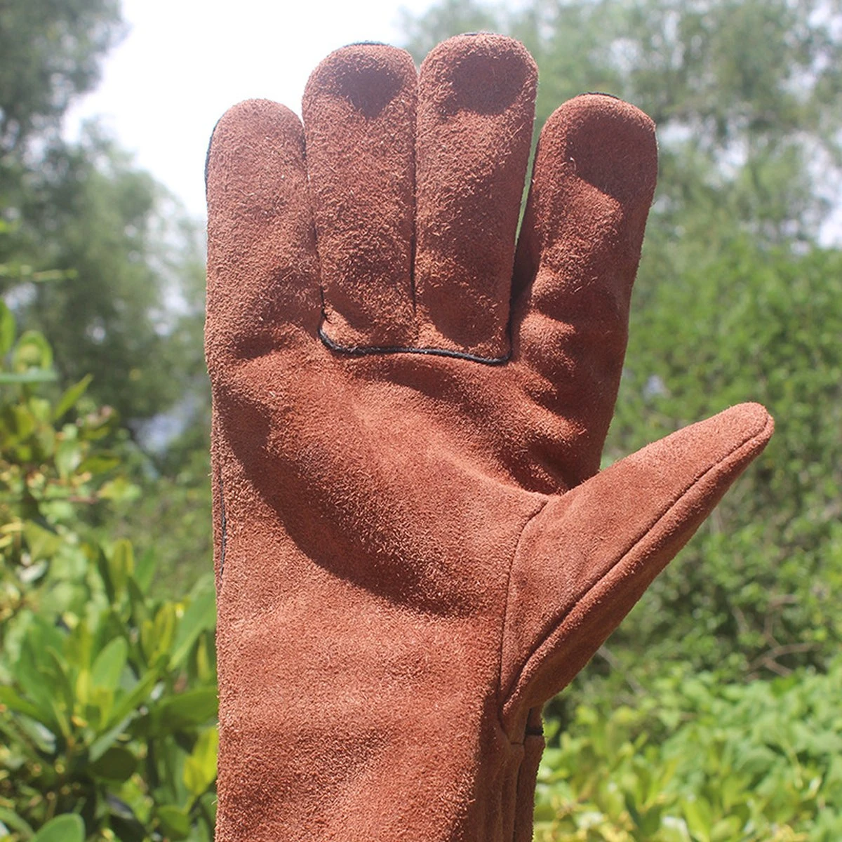 Gants De Barbecue En Cuir IBright Premium - Gants De BBQ En Cuir - Marron Clair / Cognac - Doublés 2 Gants De Barbecue En Cuir IBright Premium - Gants De BBQ En Cuir - Marron Clair / Cognac - Doublés – Image 2