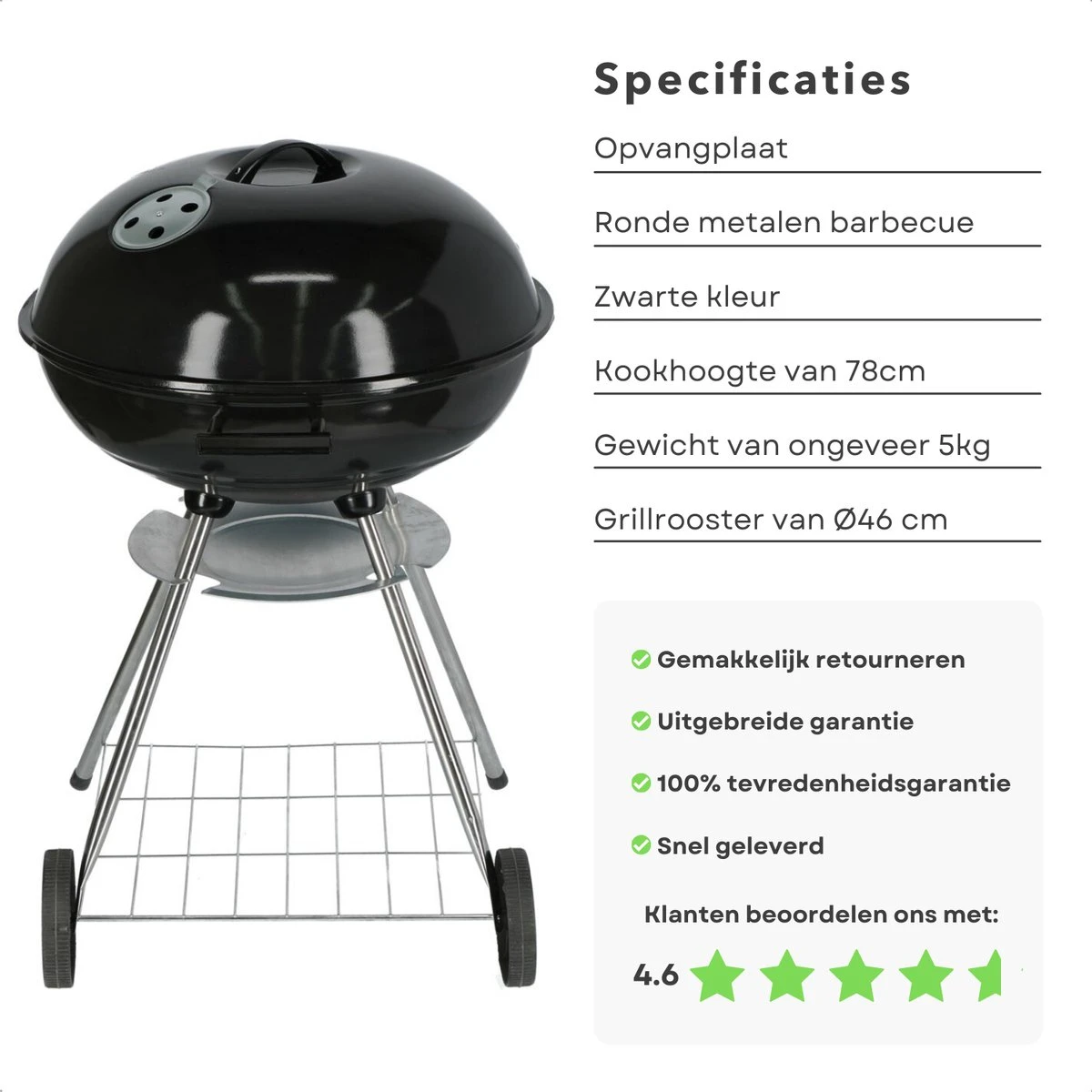 Kogelbarbecue Cheqo® - Ø46 Cm - BBQ Rond En Métal - Pour Charbon De Bois & Briquettes - 2 Grandes Roues - Étagère De Rangement Chromée - Hauteur De Cuisson 78cm - Plaque De Collecte - Poids 5kg - Homologation GS/TÜV - Barbecue 6 Kogelbarbecue Cheqo® - Ø46 Cm - BBQ Rond En Métal - Pour Charbon De Bois & Briquettes - 2 Grandes Roues - Étagère De Rangement Chromée - Hauteur De Cuisson 78cm - Plaque De Collecte - Poids 5kg - Homologation GS/TÜV - Barbecue – Image 6