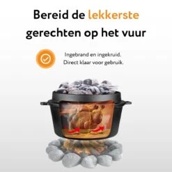 QC Dutch Oven - Gants De Four Inclus - Pan En Fonte - 5 Litres - Brûlé - Cuisine Plein Air -Grill Feu Maison 1200x1200 1461