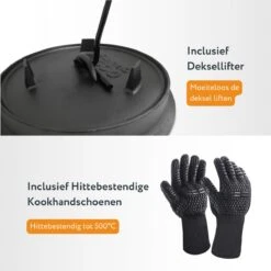 QC Dutch Oven - Gants De Four Inclus - Pan En Fonte - 5 Litres - Brûlé - Cuisine Plein Air -Grill Feu Maison 1200x1200 1464