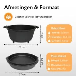QC Dutch Oven - Gants De Four Inclus - Pan En Fonte - 5 Litres - Brûlé - Cuisine Plein Air -Grill Feu Maison 1200x1200 1465
