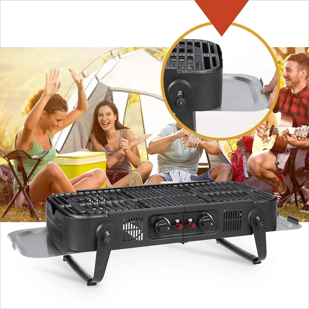 Barbecue à Gaz - Barbecue à Gaz Pliable Zinaps Barbecue à Gaz à 2 Brûleurs Avec Pliage De 3,3 KW à Emporter Avec Sac De Transport Pour Pique-niques, Balcons Et Plus Pour Cartouches De Gaz Normales 5 Kg Et 11 Kg - (WK 02124) 6 Barbecue à Gaz - Barbecue à Gaz Pliable Zinaps Barbecue à Gaz à 2 Brûleurs Avec Pliage De 3,3 KW à Emporter Avec Sac De Transport Pour Pique-niques, Balcons Et Plus Pour Cartouches De Gaz Normales 5 Kg Et 11 Kg - (WK 02124) – Image 6