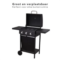 Barbecue à Gaz Cheqo® Avec Brûleurs - BQQ - 106 X 53 X H102 Cm - Mobile De Cuisine D'extérieur - 2 Tables D'appoint - Thermomètre - Métal Enduit De Poudre - 14,7 Kg - Sans Tuyau Ni Régulateur De Pression - Titre Par Défaut -Grill Feu Maison 1200x1200 166