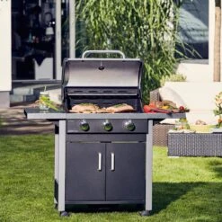 Barbecue à Gaz Enders Chicago 3 - Zwart - Surface De Cuisson 60x42 Cm - 28 KG - Grille De Cuisson En Acier émaillé - Bbq -