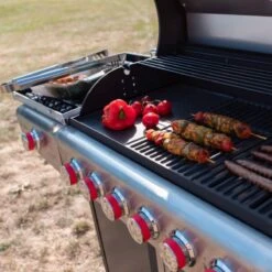 Barbecue à Gaz Bazin 6 Anthracite 6 Brûleurs 1 Brûleur Latéral Avec Panneaux Latéraux Et Thermomètre - Raccordement Gaz G1 2 F15-21 Inclus. -Grill Feu Maison 1200x1200 174