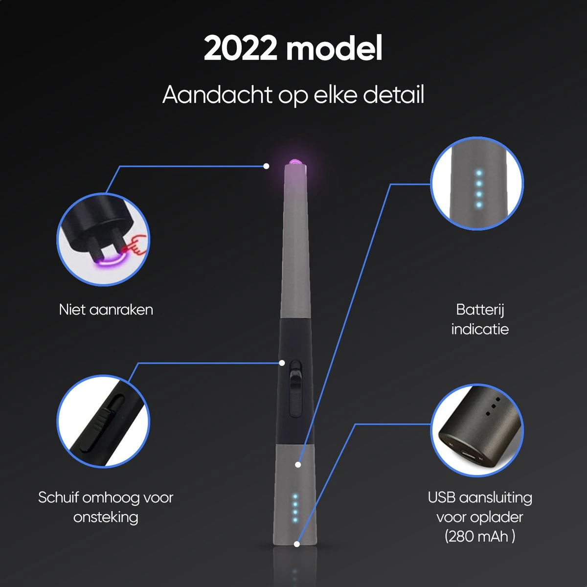 Greenure Plasma Lighter Flow - Briquet - Électrique - Rechargeable Par USB - Accessoires De Vêtements Pour Bébé Barbecue - Résistant Au Vent - Batterie Puissante - Design Chique - 380 MAh - Zwart 4 Greenure Plasma Lighter Flow - Briquet - Électrique - Rechargeable Par USB - Accessoires De Vêtements Pour Bébé Barbecue - Résistant Au Vent - Batterie Puissante - Design Chique - 380 MAh - Zwart – Image 4