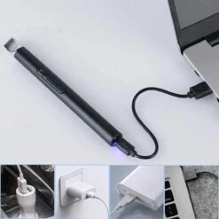Briquet électrique Long Rechargeable - Briquet à Plasma Durable - Coffret Cadeau Inclus - BBQ - Bougies - Zwart -Grill Feu Maison 1200x1200 1787