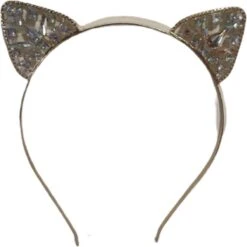 Diadème Avec Oreilles De Chat - Oreilles De Chat - Argent - Métal Avec Strass - Diadème