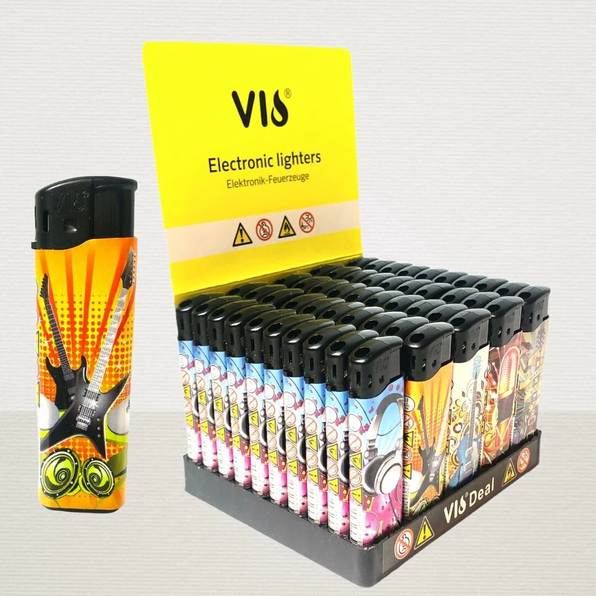 Briquets Clic 50 Pièces Dans Un Plateau - Impression De Musique De Guitare - Briquet Rechargeable - Briquets Unilite + Bouteille De Gaz 4 Briquets Clic 50 Pièces Dans Un Plateau - Impression De Musique De Guitare - Briquet Rechargeable - Briquets Unilite + Bouteille De Gaz – Image 4