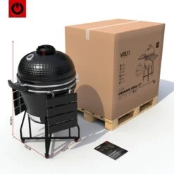 VOLT! BBQ Kamado En Céramique XL / 59 CM / 22 Pouces - Barbecue Grill Grenade 21'' 22'' - Plug & Play - Y Compris Accessoires De BBQ Kamado - Cuisine Extérieure - Barbecue à Charbon De Bois - BBQ à Oeufs - BBQ Kamado - Paroi Épaisse - Zwart -Grill Feu Maison 1200x1200 189