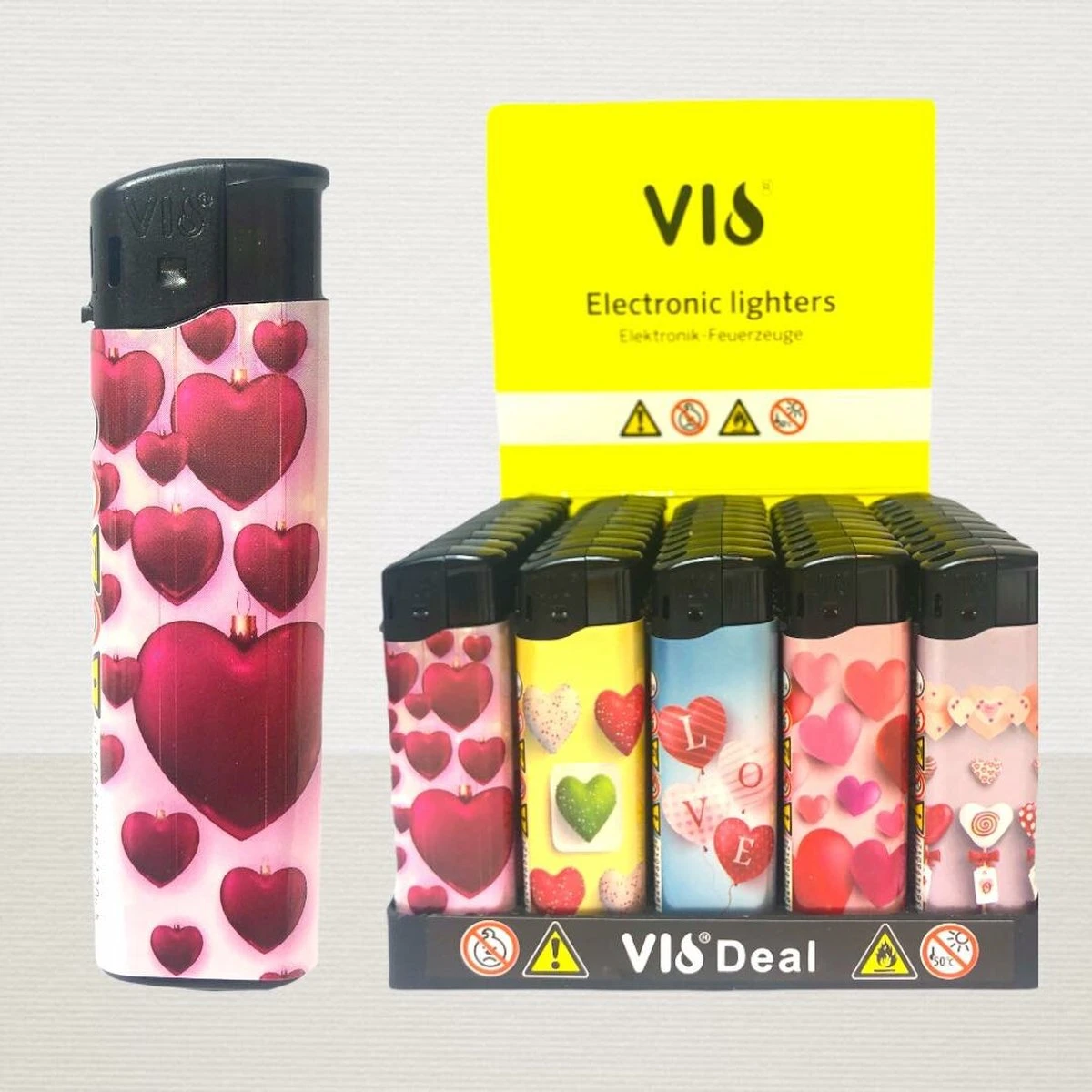 50x Briquets Rechargeables - Unilite - Briquet Clic De Haute Qualité - Avec Imprimé Love / Hearts 3 50x Briquets Rechargeables - Unilite - Briquet Clic De Haute Qualité - Avec Imprimé Love / Hearts – Image 3