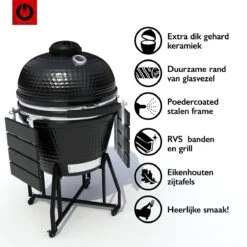 VOLT! BBQ Kamado En Céramique XL / 59 CM / 22 Pouces - Barbecue Grill Grenade 21'' 22'' - Plug & Play - Y Compris Accessoires De BBQ Kamado - Cuisine Extérieure - Barbecue à Charbon De Bois - BBQ à Oeufs - BBQ Kamado - Paroi Épaisse - Zwart -Grill Feu Maison 1200x1200 190