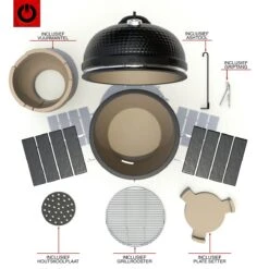 VOLT! BBQ Kamado En Céramique XL / 59 CM / 22 Pouces - Barbecue Grill Grenade 21'' 22'' - Plug & Play - Y Compris Accessoires De BBQ Kamado - Cuisine Extérieure - Barbecue à Charbon De Bois - BBQ à Oeufs - BBQ Kamado - Paroi Épaisse - Zwart -Grill Feu Maison 1200x1200 191