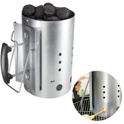 Cheqo® Luxe Briquette Starter - BBQ Quick Starter - Starter Charcoal - Heat Shield - Ø19cm - Hauteur 30.5cm