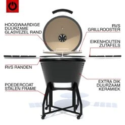 VOLT! BBQ Kamado En Céramique XL / 59 CM / 22 Pouces - Barbecue Grill Grenade 21'' 22'' - Plug & Play - Y Compris Accessoires De BBQ Kamado - Cuisine Extérieure - Barbecue à Charbon De Bois - BBQ à Oeufs - BBQ Kamado - Paroi Épaisse - Zwart -Grill Feu Maison 1200x1200 192