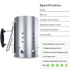 Cheqo® Luxe Briquette Starter - BBQ Quick Starter - Starter Charcoal - Heat Shield - Ø19cm - Hauteur 30.5cm -Grill Feu Maison 1200x1200 1923