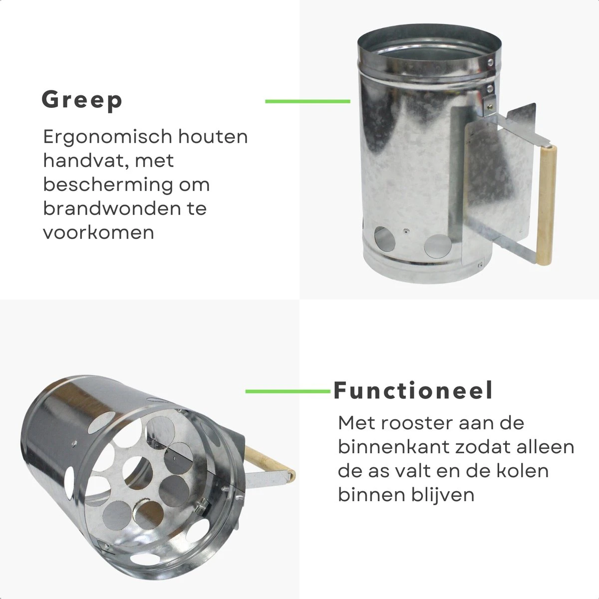 Cheqo® Briquette Starter - Charcoal Starter Metal - BBQ Starter - Barbecue Quick Starter - 27x16cm - BBQ Starter - Allume-feu - Surface Réfractaire - Manche Bois - Bouclier Thermique 2 Cheqo® Briquette Starter - Charcoal Starter Metal - BBQ Starter - Barbecue Quick Starter - 27x16cm - BBQ Starter - Allume-feu - Surface Réfractaire - Manche Bois - Bouclier Thermique – Image 2