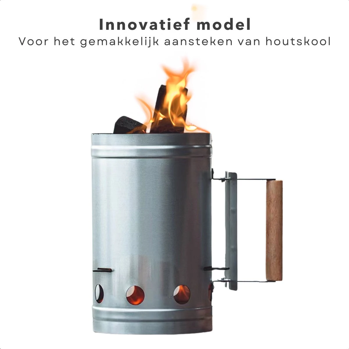 Cheqo® Briquette Starter - Charcoal Starter Metal - BBQ Starter - Barbecue Quick Starter - 27x16cm - BBQ Starter - Allume-feu - Surface Réfractaire - Manche Bois - Bouclier Thermique 5 Cheqo® Briquette Starter - Charcoal Starter Metal - BBQ Starter - Barbecue Quick Starter - 27x16cm - BBQ Starter - Allume-feu - Surface Réfractaire - Manche Bois - Bouclier Thermique – Image 5